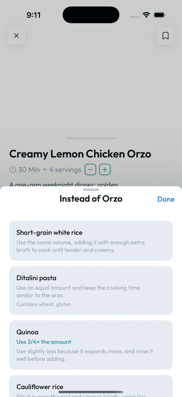 Swap ingredients with smart alternatives that actually work.